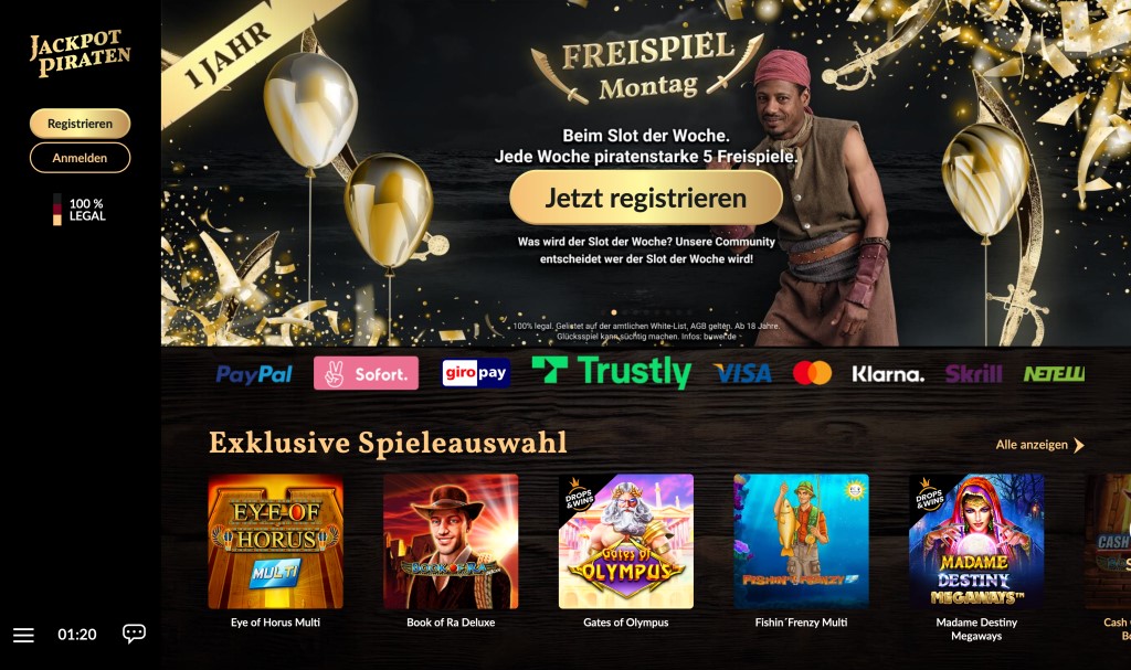 JackpotPiraten Freispiel Montag