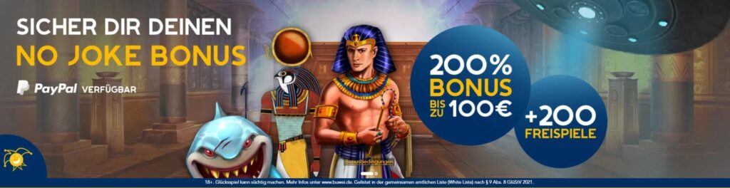 Welcome Bonus 200 bis zu 100€ und 200 Freispiele