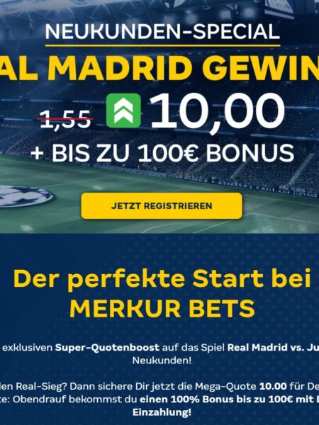Super Odds Boost bei MERKUR BETS: Real Madrid vs. Juventus (UEFA Champions League)