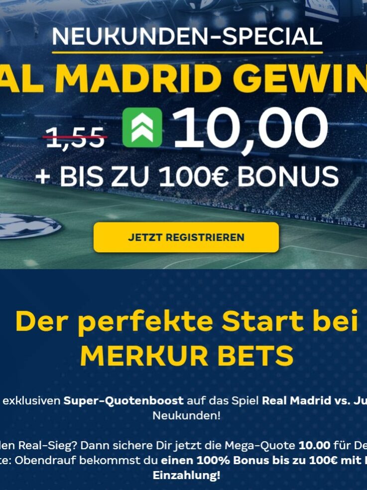 Super Odds Boost bei MERKUR BETS: Real Madrid vs. Juventus (UEFA Champions League)